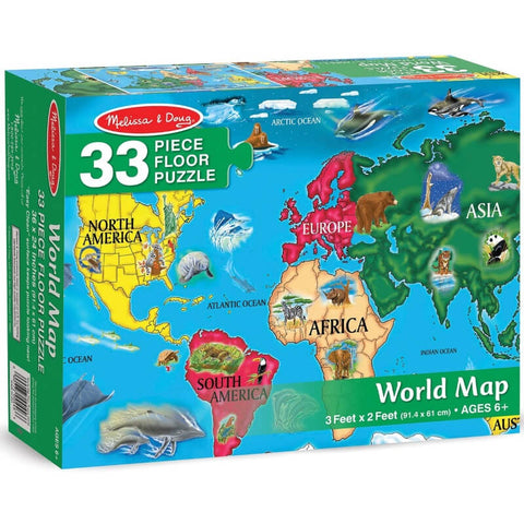 Melissa & Doug - World Map - Floor Puzzle - 33 Piece