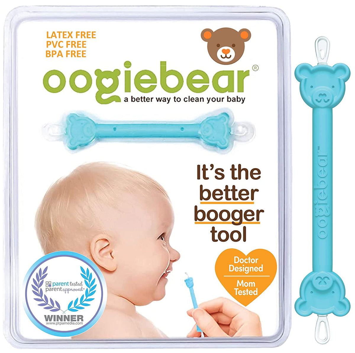 Oogiebear 2-Pack Infant Nose & Ear Cleaner with Case in Orange