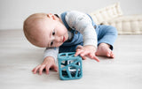 Chew Cube - Silicone Teether Rattle: Blue