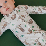 Copper Pearl Zip-Up Footie Pajama - Noah: 3-6 Months