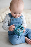 Chew Cube - Silicone Teether Rattle: Blue