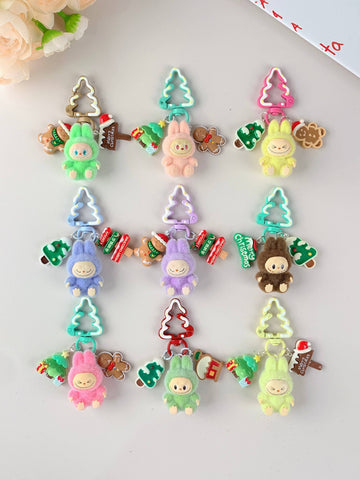 Labubu Inspired Christmas Keychain: Multi-Colored