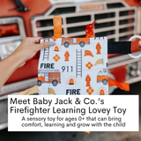 Firefighter Rescue Firetrucks Learning Lovey Crinkle Tag Sensory Toy 8"x8"