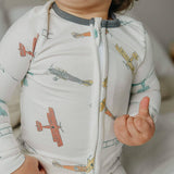 Copper Pearl Zip-Up Footie Pajama - Ace: 6-12 Months