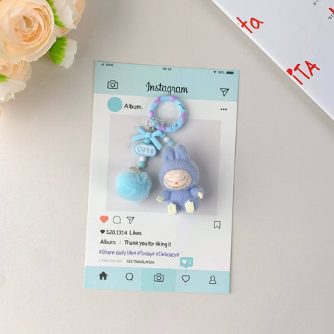 Labubu Inspired Hot-Selling Cute Keychain for Girls,Car Key Accessory: Blue