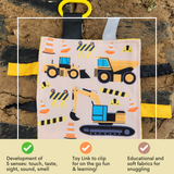 Construction Worker and Trucks Crinkle Tag Square 8"x 8"