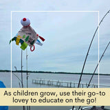 Fishing Bobber Baby Lovey Tag Stroller Toy 10" x 10"