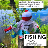 Fishing Bobber Baby Lovey Tag Stroller Toy 10" x 10"