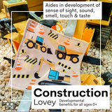 Construction Worker and Trucks Crinkle Tag Square 8"x 8"