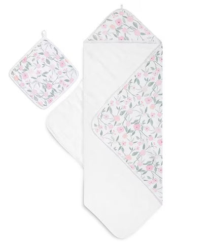 Aden + Anais Ma Fleur Classic Muslin Hooded Towel and Washcloth Set