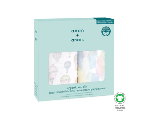 Aden + Anais Above the Clouds Organic Muslin 2 pack Swaddles