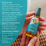 Badger Argan Hair Oil, Restore Shine to Dry Hair: 2 fl oz Glass Bottle