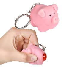 2” pooping pig keychain