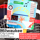 Milwaukee Wisconsin City Stroller Tag Crinkle Toy 8" x 8"