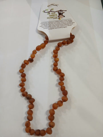 The Amber Monkey Amber Necklace 15" Raw Cognac