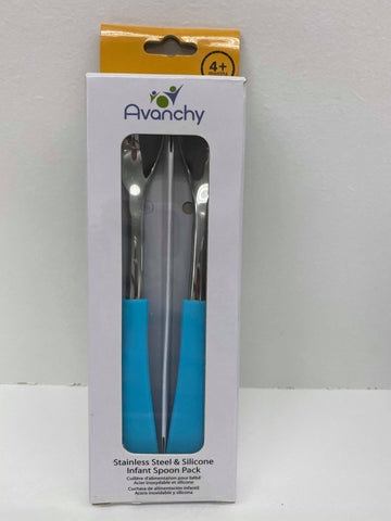 Avanchy - Stainless Steel Infant Spoons (2 Pack) Blue