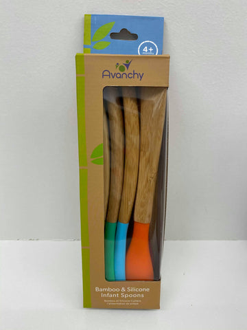 Avanchy Bamboo and Silicone Infant Spoons 5 Pack