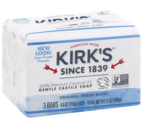 Kirk’s Coconut Oil Castile Soap 3pk