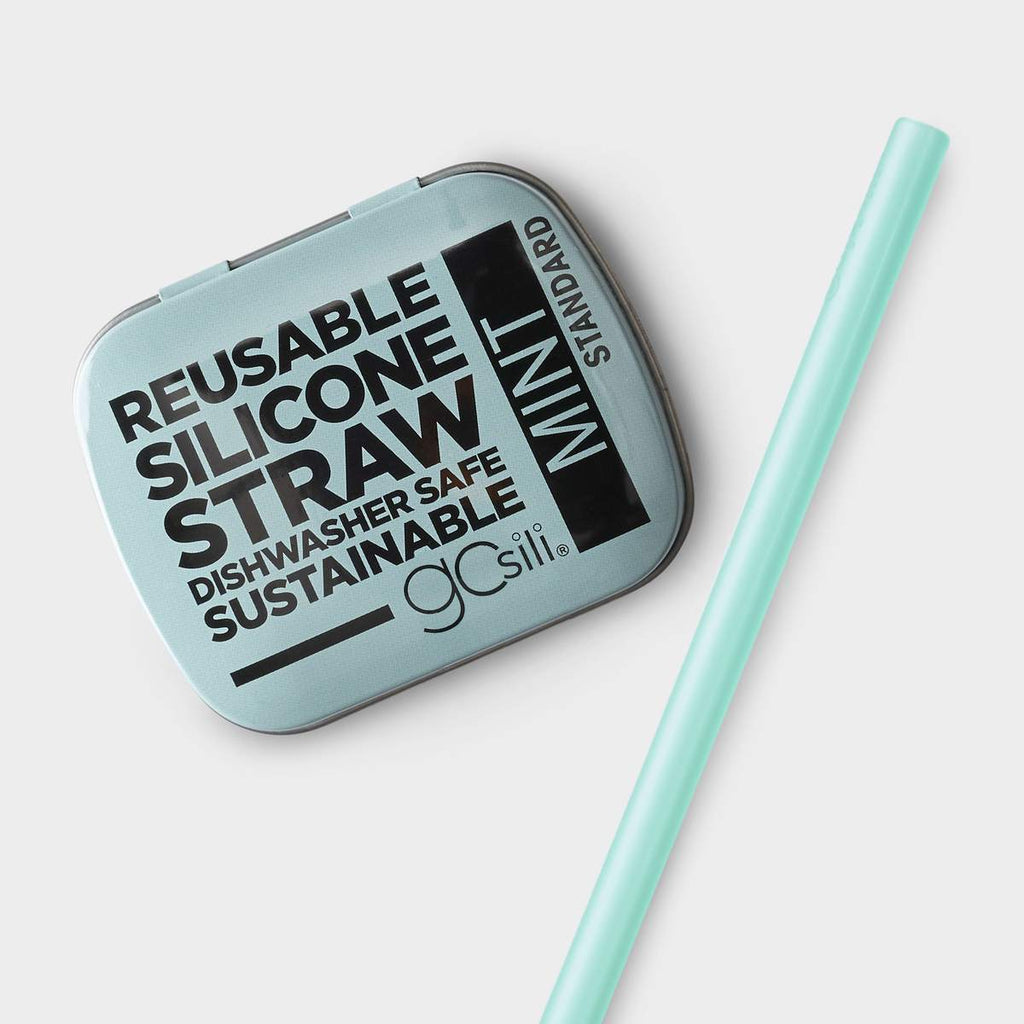 Build-A-Straw Reusable Silicone Straws with Travel Case Mint