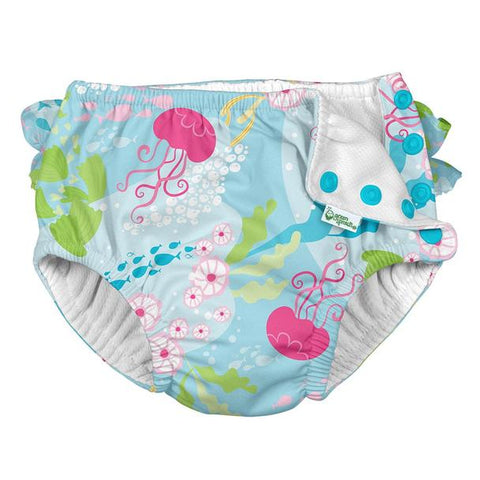 Iplay - Snap Reusable Swim Diaper - Aqua Coral Reef - 6m