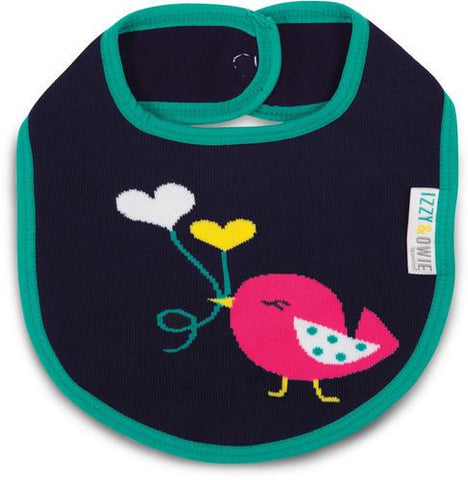 Izzy & Owie Baby Bib - One size Aqua & Navy Bird