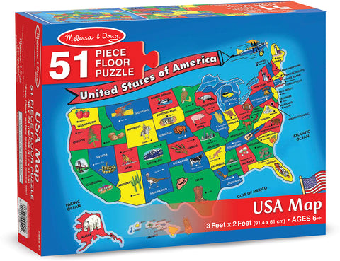 Melissa & Doug - USA Map - Floor Puzzle - 51 Piece