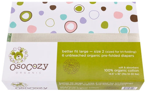OsoCozy Organic Prefold - Better Fit 6 pack - Large Size 2